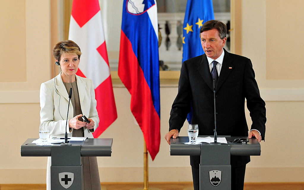 President Simonetta Sommaruga and the Slovenian President Borut Pahor (Foto: Keystone)